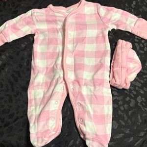 Cozy Pink and White Checkered Kids Footie